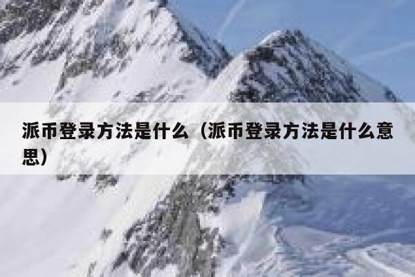 派币登录方法是什么（派币登录方法是什么意思） 第1张