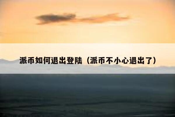派币如何退出登陆（派币不小心退出了） 第1张