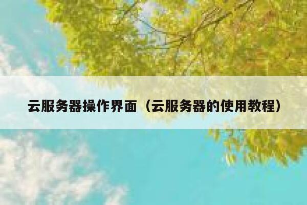 云服务器操作界面（云服务器的使用教程） 第1张