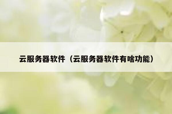 云服务器软件(云服务器软件有啥功能) 第1张 云服务器软件(云服务器软件有啥功能) 第1张