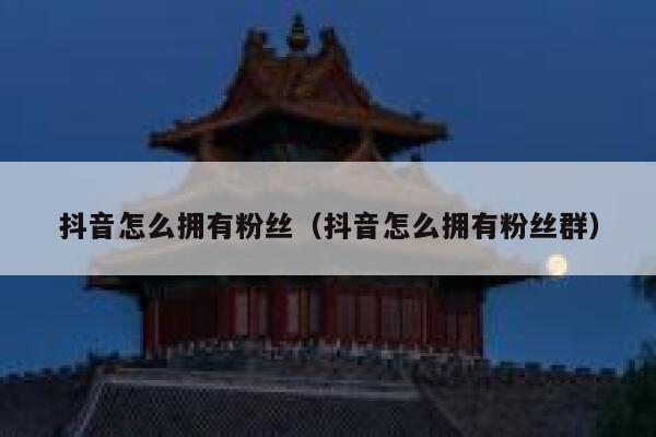 抖音怎么拥有粉丝（抖音怎么拥有粉丝群） 第1张