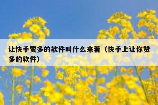 让快手赞多的软件叫什么来着（快手上让你赞多的软件） 第1张
