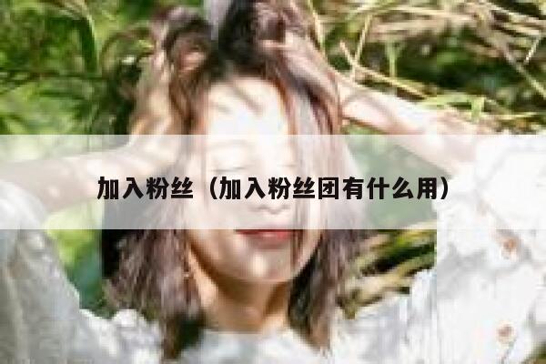 加入粉丝（加入粉丝团有什么用） 第1张