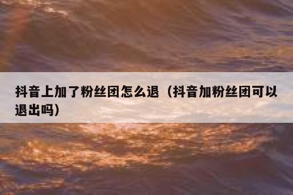 抖音上加了粉丝团怎么退(抖音加粉丝团可以退出吗) 第1张 抖音上加了粉丝团怎么退(抖音加粉丝团可以退出吗) 第1张