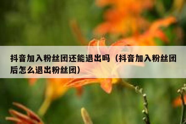 抖音加入粉丝团还能退出吗（抖音加入粉丝团后怎么退出粉丝团） 第1张