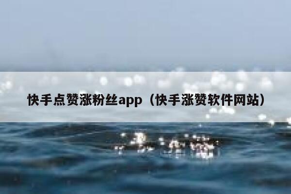 快手点赞涨粉丝app（快手涨赞软件网站） 第1张