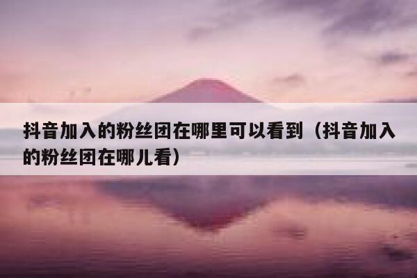 抖音加入的粉丝团在哪里可以看到（抖音加入的粉丝团在哪儿看） 第1张