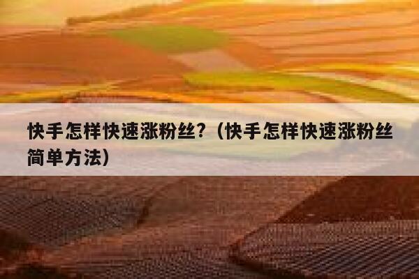 快手怎样快速涨粉丝?(快手怎样快速涨粉丝简单方法) 第1张 快手怎样快速涨粉丝?(快手怎样快速涨粉丝简单方法) 第1张