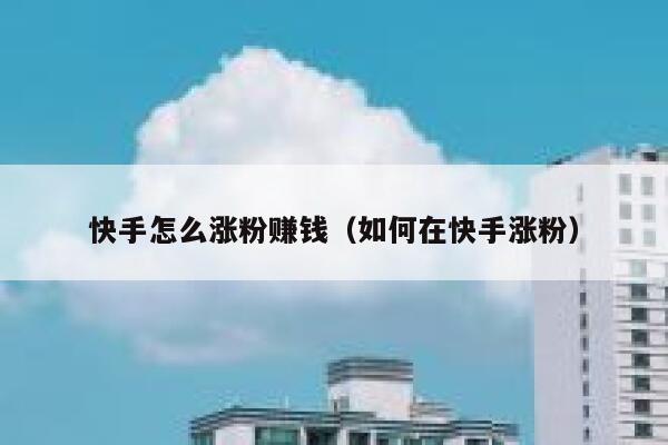 快手怎么涨粉赚钱（如何在快手涨粉） 第1张