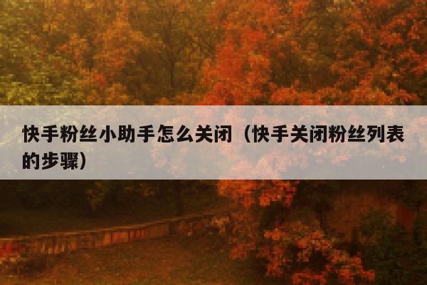 快手粉丝小助手怎么关闭（快手关闭粉丝列表的步骤） 第1张