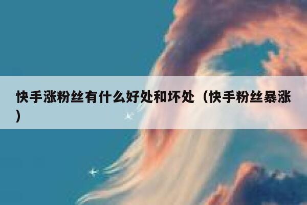 快手涨粉丝有什么好处和坏处（快手粉丝暴涨） 第1张