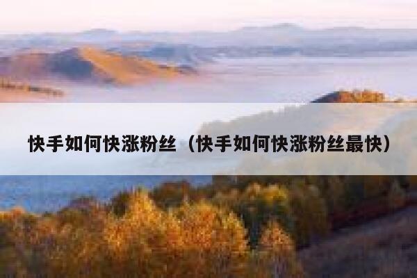 快手如何快涨粉丝(快手如何快涨粉丝最快) 第1张 快手如何快涨粉丝(快手如何快涨粉丝最快) 第1张