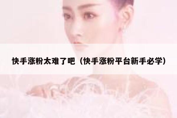 快手涨粉太难了吧（快手涨粉平台新手必学） 第1张