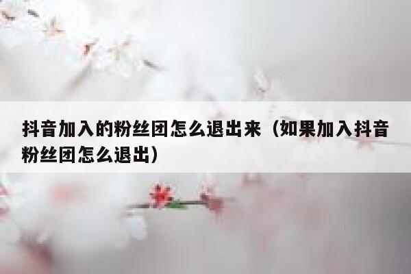抖音加入的粉丝团怎么退出来（如果加入抖音粉丝团怎么退出） 第1张