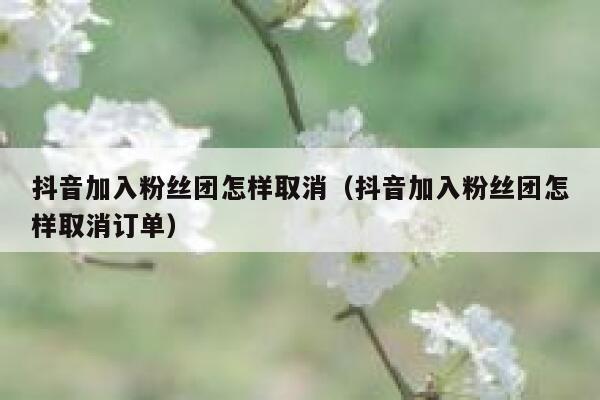 抖音加入粉丝团怎样取消（抖音加入粉丝团怎样取消订单） 第1张