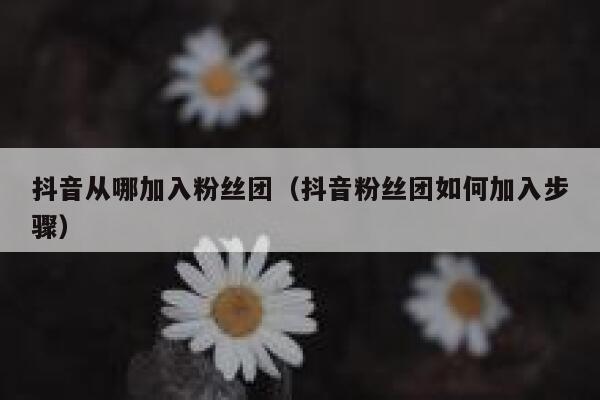 抖音从哪加入粉丝团（抖音粉丝团如何加入步骤） 第1张