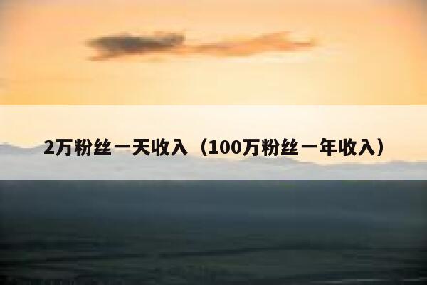 2万粉丝一天收入（100万粉丝一年收入） 第1张