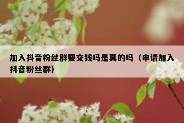 加入抖音粉丝群要交钱吗是真的吗（申请加入抖音粉丝群） 第1张
