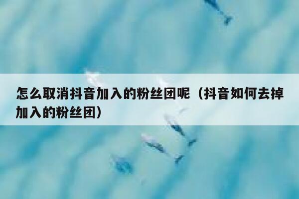 怎么取消抖音加入的粉丝团呢（抖音如何去掉加入的粉丝团） 第1张