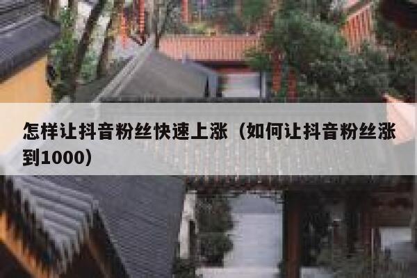 怎样让抖音粉丝快速上涨(如何让抖音粉丝涨到1000) 第1张 怎样让抖音粉丝快速上涨(如何让抖音粉丝涨到1000) 第1张