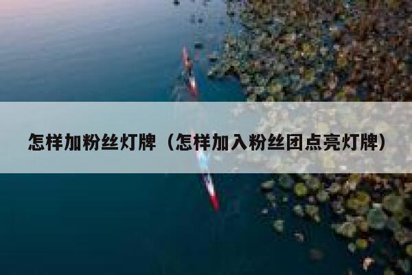 怎样加粉丝灯牌（怎样加入粉丝团点亮灯牌） 第1张