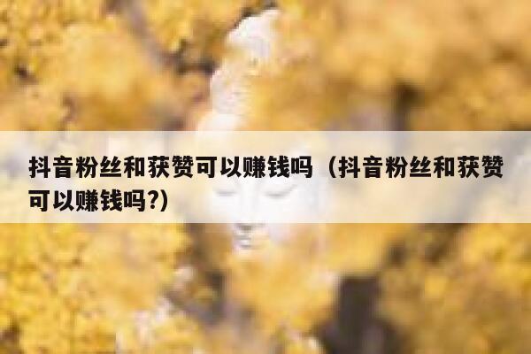 抖音粉丝和获赞可以赚钱吗（抖音粉丝和获赞可以赚钱吗?） 第1张