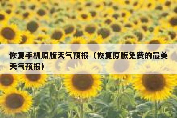 恢复手机原版天气预报(恢复原版免费的最美天气预报) 第1张 恢复手机原版天气预报(恢复原版免费的最美天气预报) 第1张